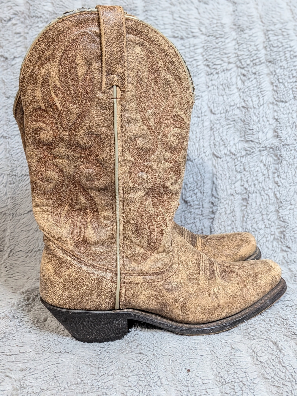 Laredo Tan Western Embroidered Cowboy Boots Women's Size 7M
